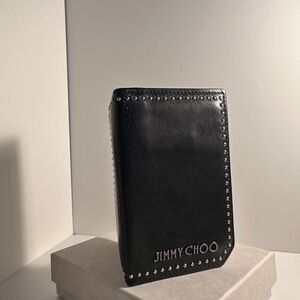 Jimmy Choo Black Card Holder with Sleek Design and Decorative Studs